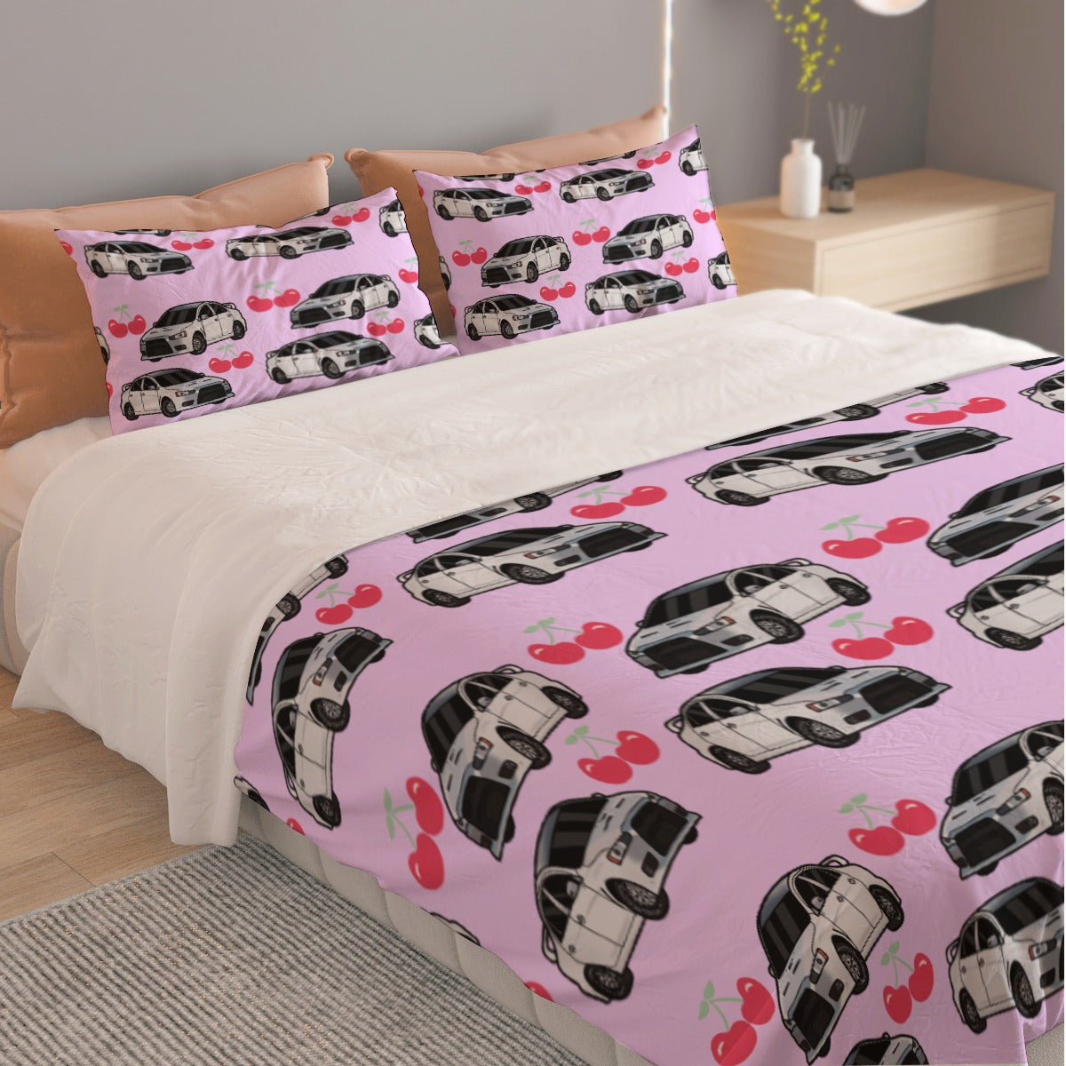 EVO Purple Three Piece Duvet Cover Bedding Set