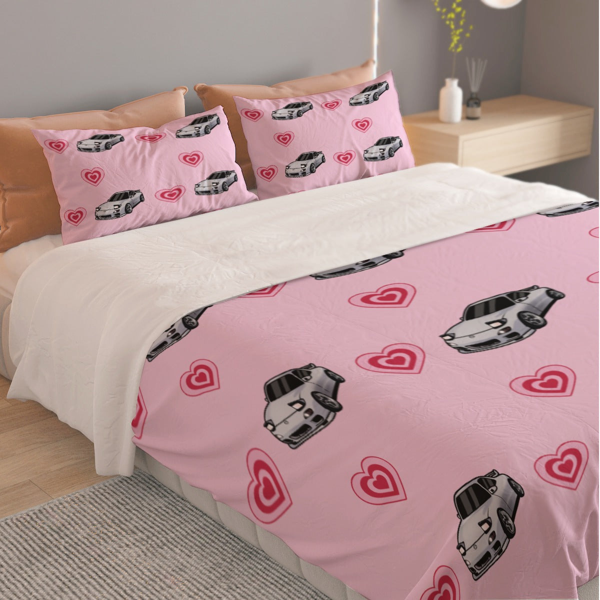 RX7 HEART Three Piece Duvet Cover Bedding Set