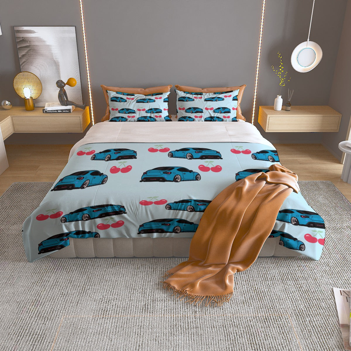 GT86 Blue Three Piece Duvet Cover Bedding Set