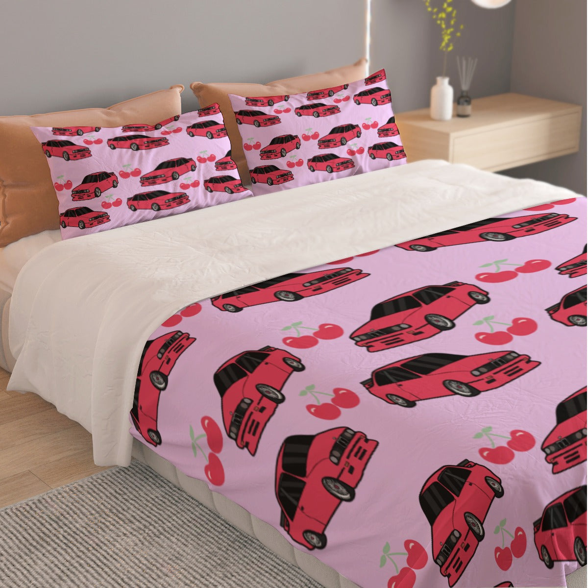E30 Purple Three Piece Duvet Cover Bedding Set