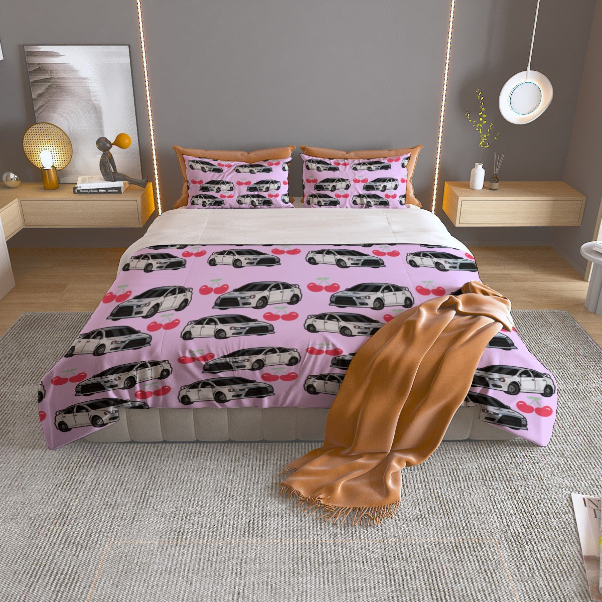 EVO Purple Three Piece Duvet Cover Bedding Set
