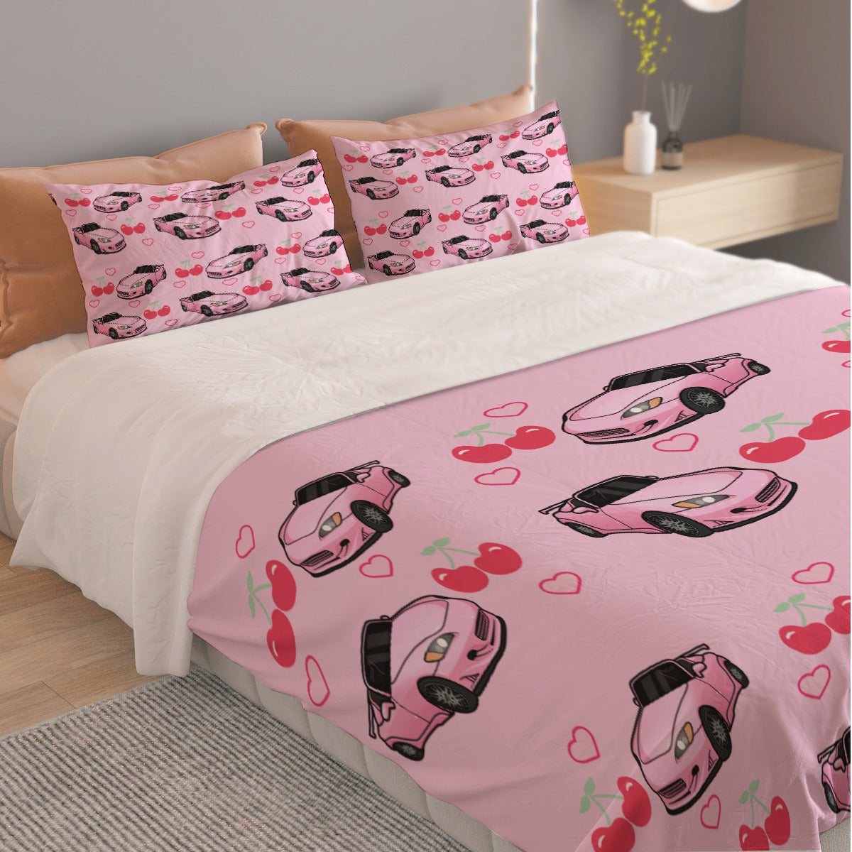 S2K Pink Three Piece Duvet Cover Bedding Set