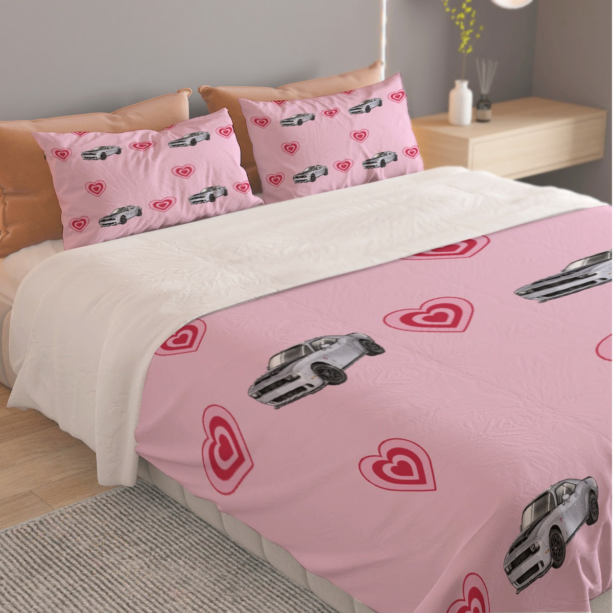 Challenger Heart Sokuraii Three Piece Duvet Cover Bedding Set