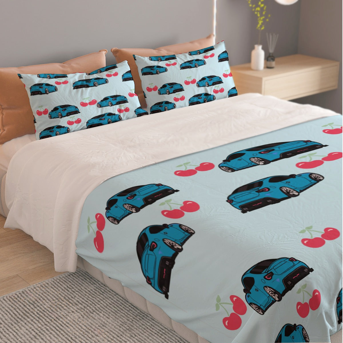 GT86 Blue Three Piece Duvet Cover Bedding Set