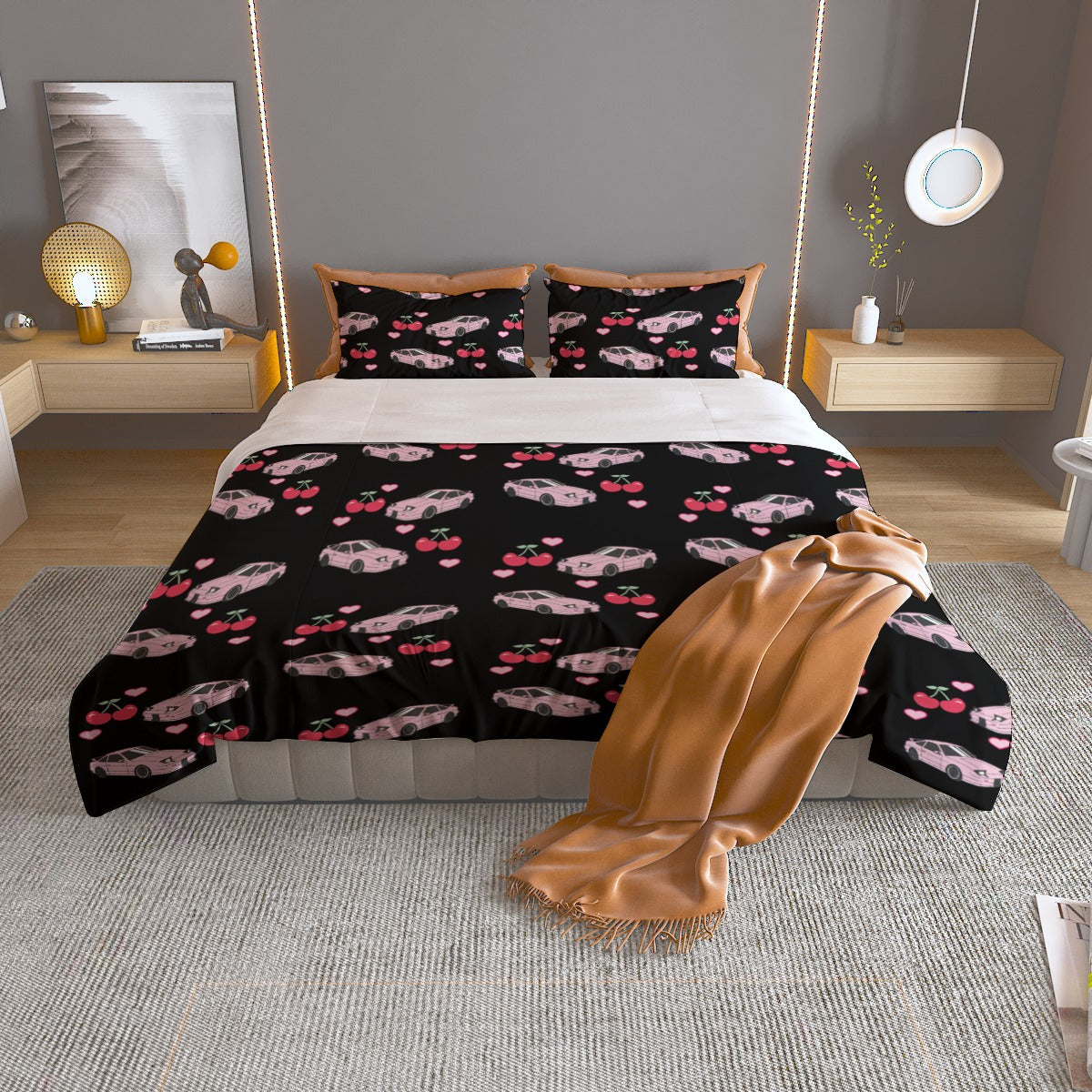240SX Pink Three Piece Duvet Cover Bedding Set