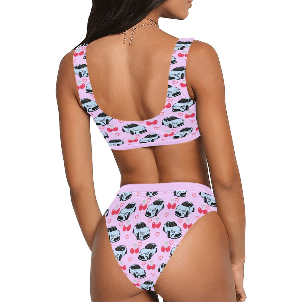 GR86 SET CHERRY HEART PURPLE Sport Top & High-Waisted Bikini Swimsuit