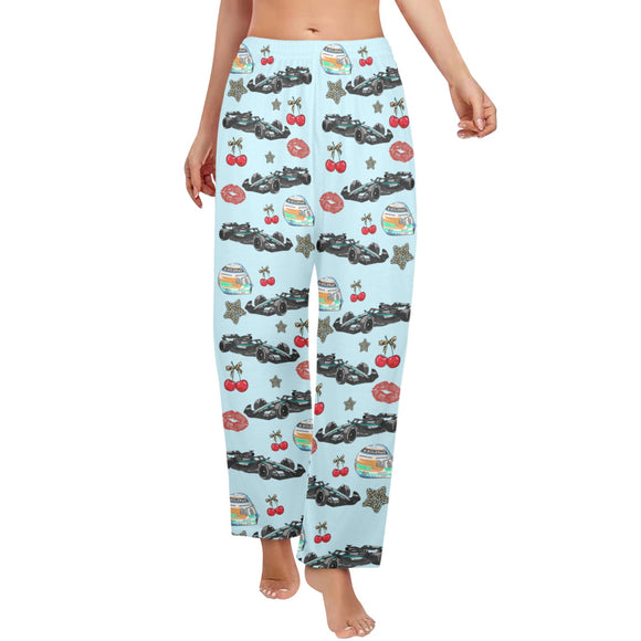 Kimi12 Cherry Leopard Print Pajama Pants