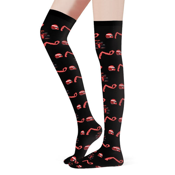 F1 red/black combo Thigh High Stockings