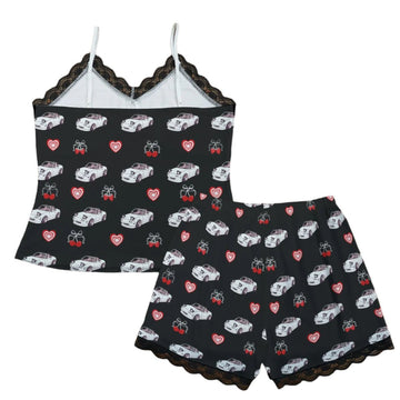 Miata Cherry Cami Set With Lace - 0