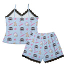 M4 Pajama Cami Lace Set Teddy Bows Baby Blue-2