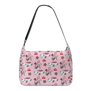 Miata Pink Large Messenger Bag Cherry Bear Keychain Design