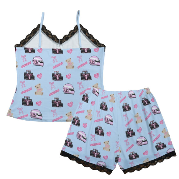 Formula 1 Pajama Cami Lace Set Teddy Bows Baby Blue