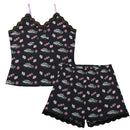 AE86 Pajama Cami Lace Cherry Blossom X Good luck in Black-1