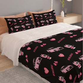 EVO Black Three Piece Duvet Cover Bedding Set