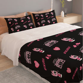 M4 Pink/Black Combo Three Piece Duvet Cover Bedding