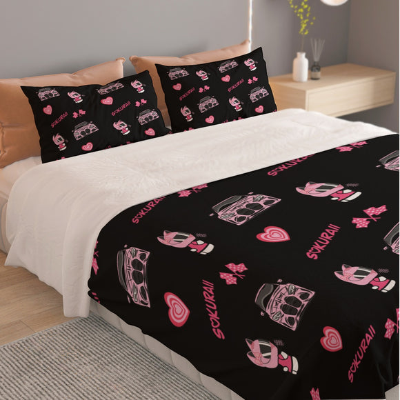M4 Pink/Black Combo Three Piece Duvet Cover Bedding