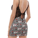 Miata Cherry Grey Dress With Lace-2