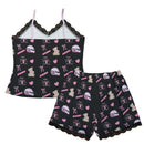Formula 1 Pajama Cami Lace Set Teddy Bows Black-2