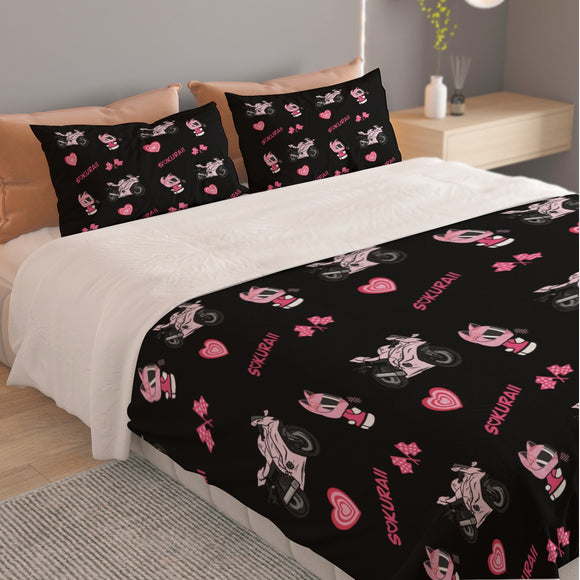 R6 Yamaha Pink/Black Combo Three Piece Duvet Cover Bedding Set