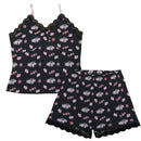 R35 Pajama Cami Lace Cherry Blossom X Good luck in Black-1