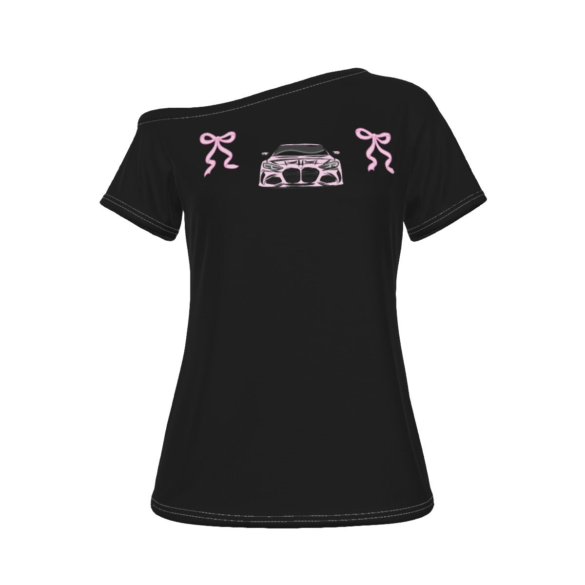 M4 Pink Bow Off Shoulder T-shirt