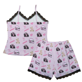 Formula 1 Pajama Cami Lace Set Teddy Bows Baby Pink - 0