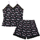 R34 Skyline Pajama Cami Lace Cherry Blossom X Good luck in Black-1