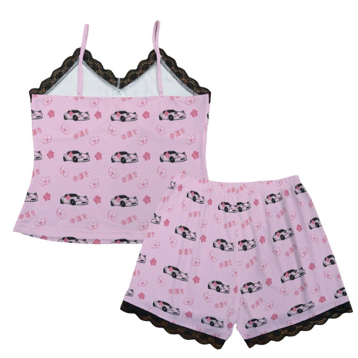 Miata Pajama Cami Lace Set Cherry Blossom X Good luck in Pink