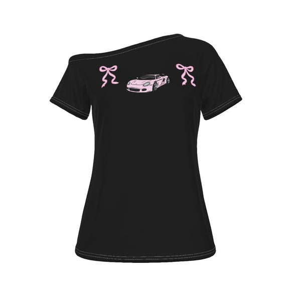 Carrera GT  Pink Bow Off Shoulder T-shirt