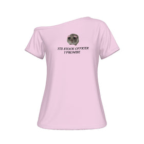 Its Stock Officer Pink Off Shoulder T-shirt