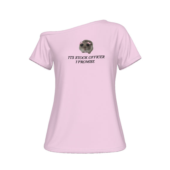 Its Stock Officer Pink Off Shoulder T-shirt