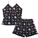 GT2RS Pajama Cami Lace Set Teddy Bows Black-1