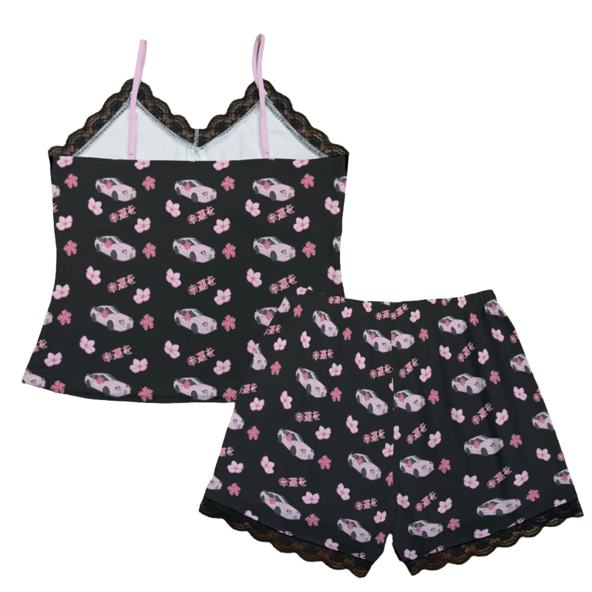 240SX Pajama Cami Lace Cherry Blossom X Good luck in Black