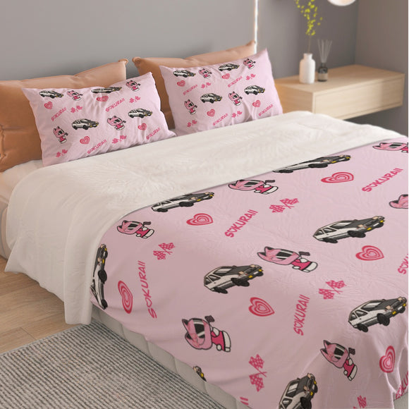 AE86 Light Pink Three Piece Duvet Cover Bedding Set