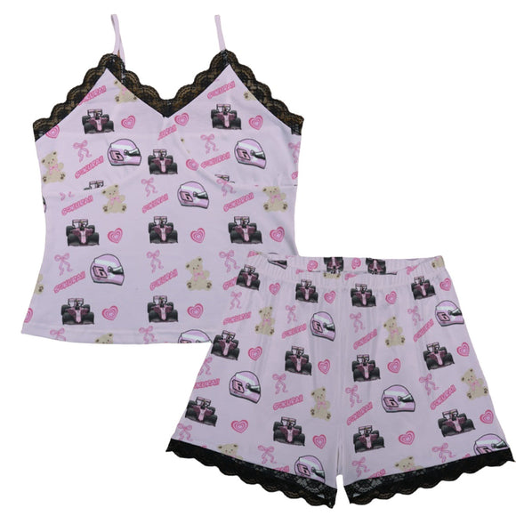 Formula 1 Pajama Cami Lace Set Teddy Bows Baby Pink