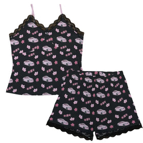 G35 Pajama Cami Lace Cherry Blossom X Good luck in Black