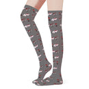 Miata white/gray combo Thigh High Stockings-5