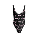 Miata Black/Pink Combo Aloha Backless One Piece-1