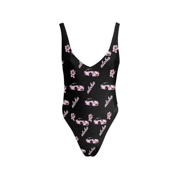 Miata Black/Pink Combo Aloha Backless One Piece