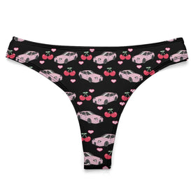 240SX Black/Pink Cherry Thong 100% Cotton Underwear