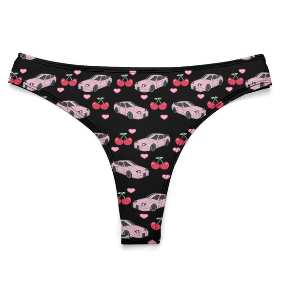 240SX Black/Pink Cherry Thong 100% Cotton Underwear