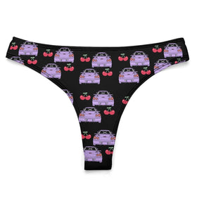 R34 GTR Lavender/Black Cherry Thong 100% Cotton Underwear