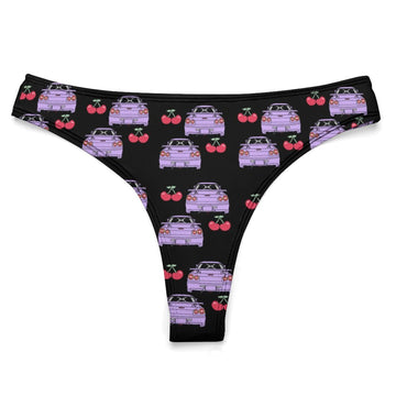 R34 GTR Lavender/Black Cherry Thong 100% Cotton Underwear