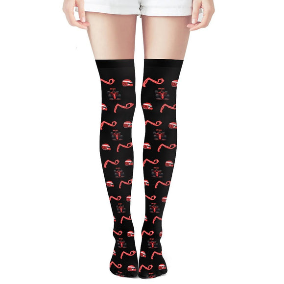 F1 red/black combo Thigh High Stockings