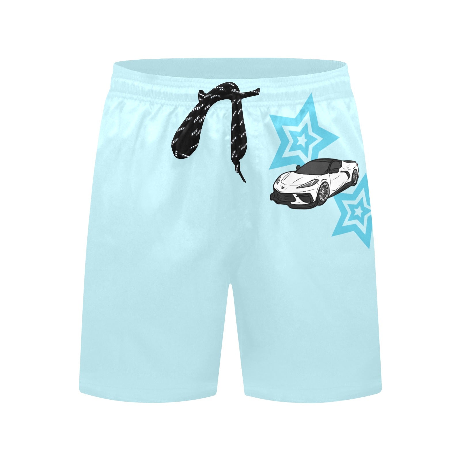 Swim Shorts C8 Corvette Light Blue Stars