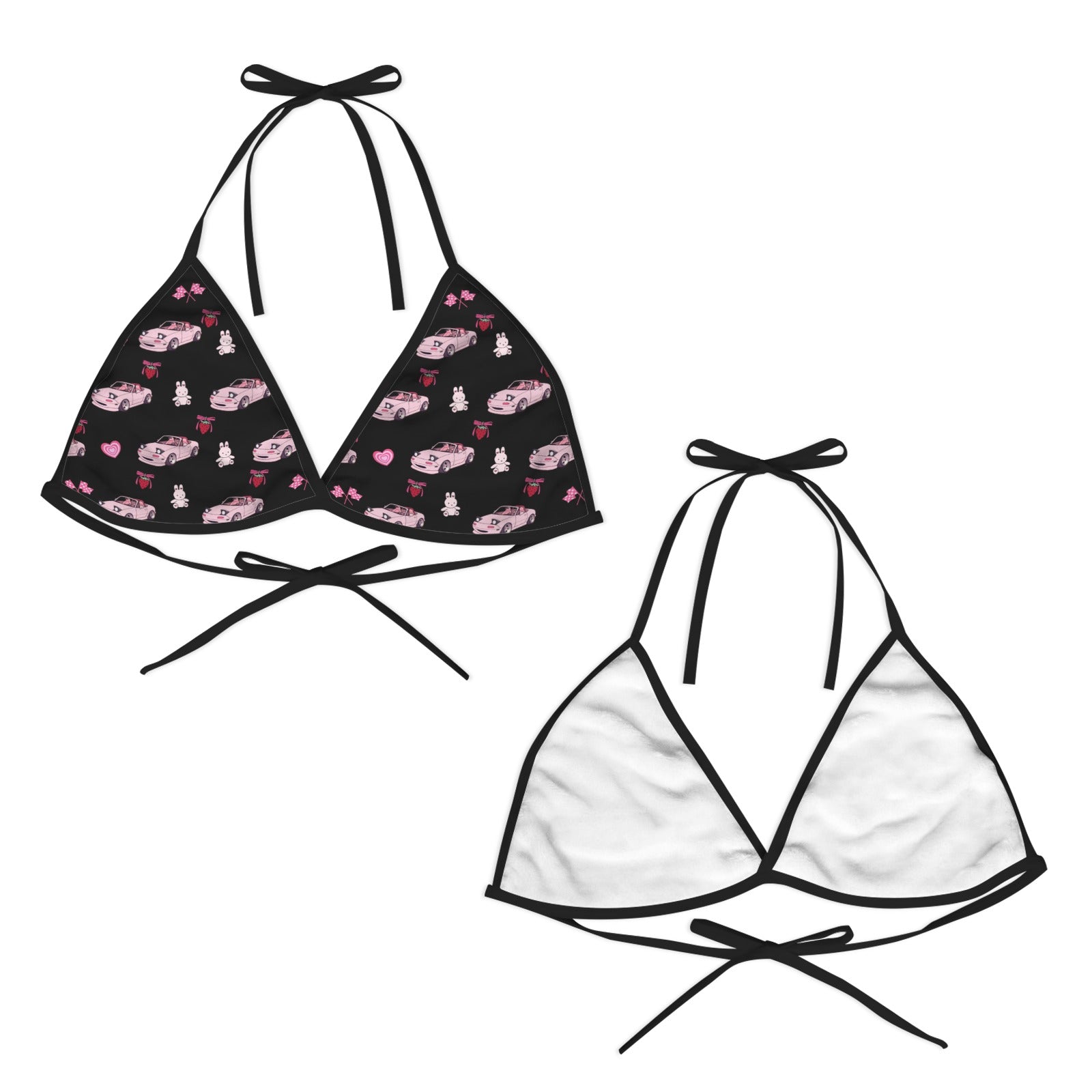 Miata Triangle Bra and Short Set Bunny- Black - 0