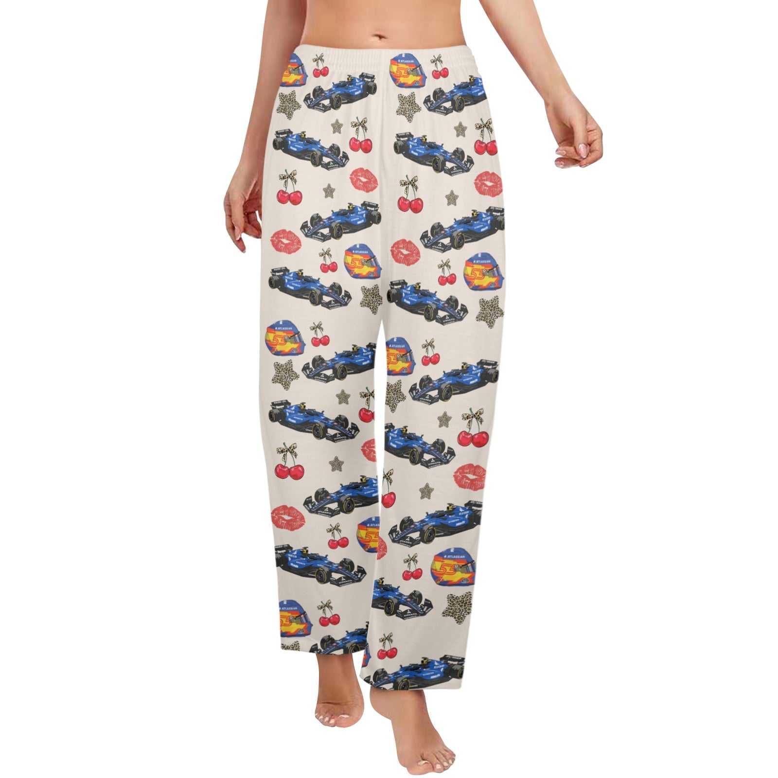 Carlos55 Cherry Leopard Print Pajama Pants