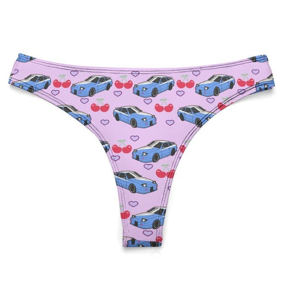 240SX Blue/Lavender Cherry Thong 100% Cotton Underwear