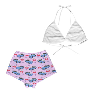 240SX Lavender Cherry Triangle Bra and Shorts Set - 0