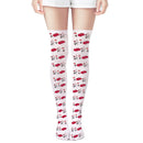 Miata red/white combo Thigh High Stockings-4